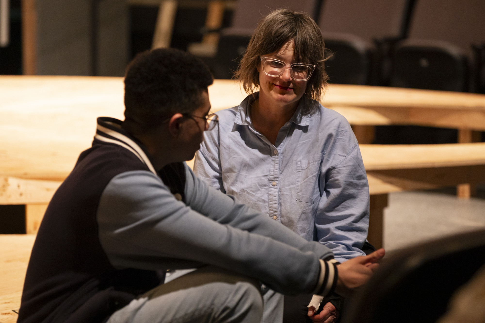 Sibyl Kempson on the set of he play Potatoes of August